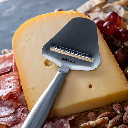 Boska Stainless Steel Cheese Slicer - Copenhagen For All Types of Cheese - Multi-Functional Cheese Slicer - Handheld Slicer - Silver Non-Stick - D...