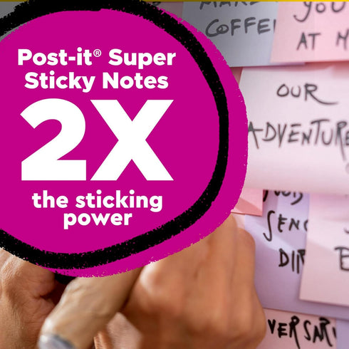 Post-it 100% Recycled Paper Super Sticky Notes, 2X The Sticking Power, 4x6 in, Lined, 4 Pads/Pack, 45 Sheets/Pad, Wanderlust Pastels Collection (4...