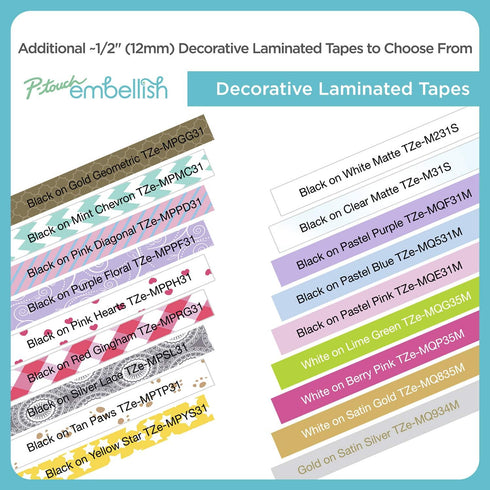 Brother P-touch Embellish Gold Print on Pink Satin Ribbon TZERE34 ~½” Wide x ~13.1’ Long for use with P-touch Embellish Ribbon & Tape Printer...