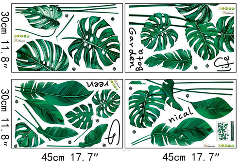 RW-1001 Removeable 3D Green Plants Wall Stickers DIY Fresh Leaf Home Wall Decoration Art Decor Wall Decal Peel and Stick Murals for Girls Kids Bab...
