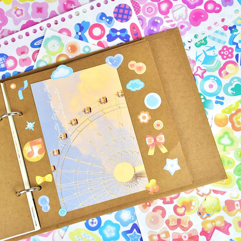 2300PCS Scrapbook Stickers Cute Butterfly Stars Heart Stickers Self Adhesive Korean Bows Ribbons Stickers Book for Kids Girls Boys Aesthetic Craft...