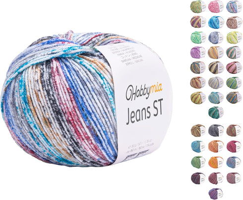 Jeans ST Multicolored/Rainbow Fancy Donut Yarn - 50gr, 160m/175yds - 55% Cotton & 45% Acrylic - Fine (2) - Verigated Yarn for Crochet & Knitting (...