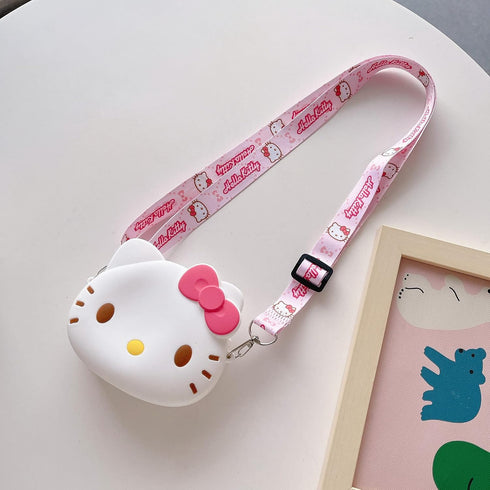Kitty Cat Purse with Adjustable Lanyard And Stickers, Zipper Kitty Cat Wallet Kuluomi Crossbody Bag Shoulder Bag Coin Pouch Sanlio Accessories for...