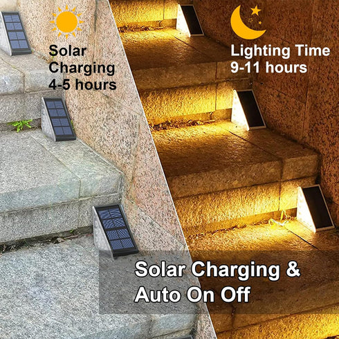 Solar Step Lights, Stair Fence Triangle Lights IP67 Outdoor Waterproof LED Deck Light for Garden Yard Patio, Porch, Front Door, Outside, Pathway, ...