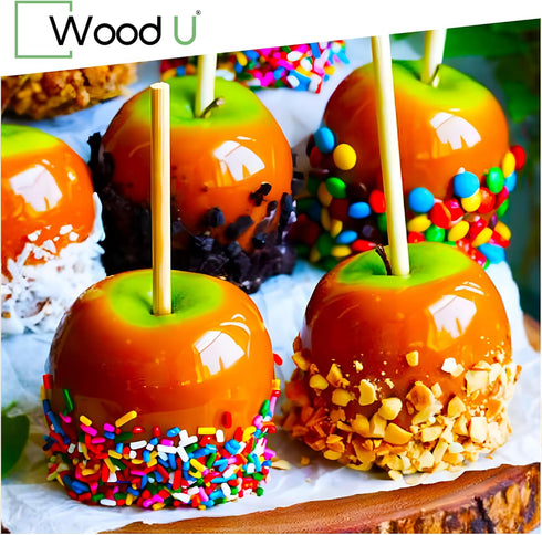 Wooden Candy Apple Sticks 5.5"x3/16" - Disposable 100 Pcs of Cocktail Picks and Toothpicks for Appetizers...