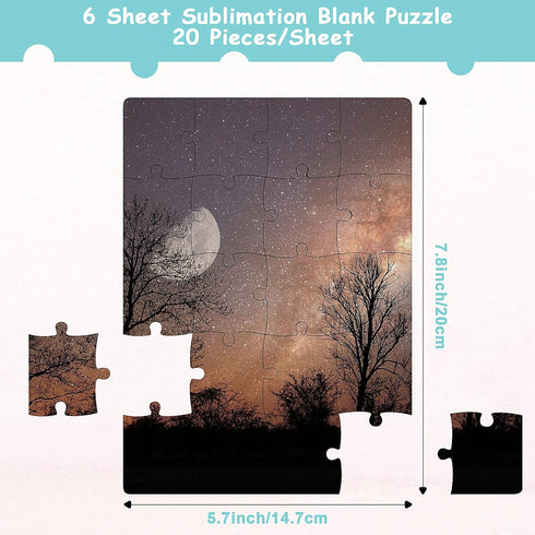 Skylety 6 Sets Sublimation Blanks Puzzles White Jigsaw Puzzle Blank Puzzles DIY Puzzle for Sublimation Transfer Thermal Transfer Heat Press Printi...