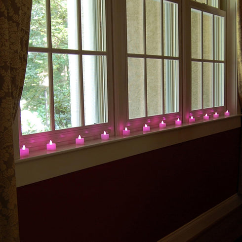 LumaBase Battery Operated Tea Light Candles, Pink - Set of 12...