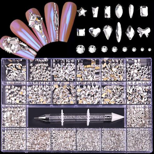 Nail Art Gem Rhinestones by Nailology, Nail Art Supplies, Nail Decoration Jewels for 3D Nail Art, Crystal Diamond Charm Accessories for Acrylic Na...
