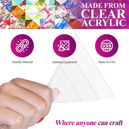 Quilting Acrylic Template Set | Precision Tools for Quilting Enthusiasts | Triangle Design | includes Sizes 4", 3", 2", 1" | 1/8 Clear Acrylic | 1...