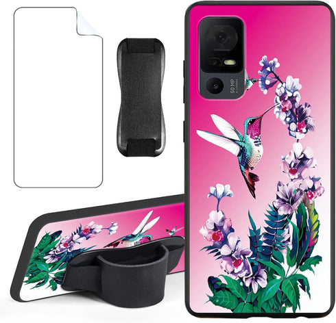 for TCL 40XL Phone Case 6.75" Hummingbird Girl Design Screen Protector Portable Kickstand Soft Slim Lightweight for TCL 40 XL Case TPU Cover......