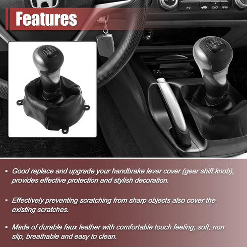 X AUTOHAUX 1 Set Manual Gear Shift Knob 6 Speed with Faux Leather Boot for Honda Civic 2006-2011 54102-SNA-A01 Black...