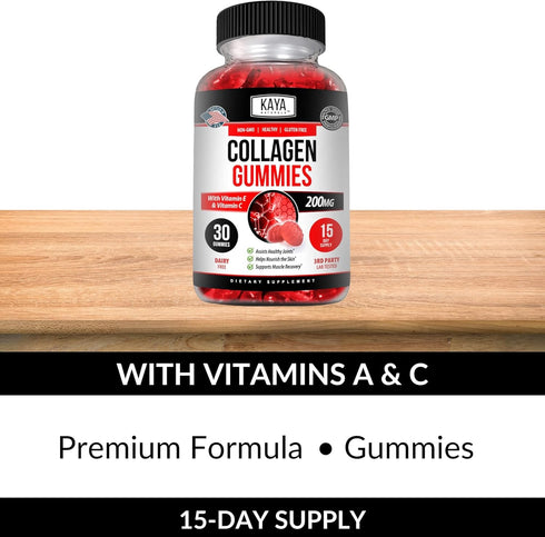 Kaya Naturals Collagen Gummies for Men & Women Supplement | Nature Made Gummies - 1000mg of Hydrolyzed Collagen, Vitamin C, Selenium & Biotin, Str...