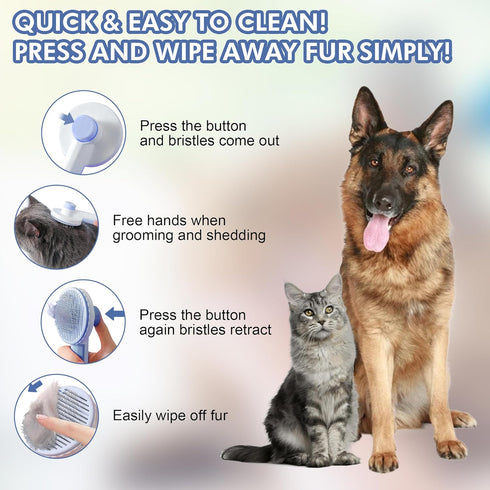 Pet Grooming Brush Kit 7pcs, Cat Brush with Release Button Comb Set for Shedding -Cat Brush&Nail Clippers File Set for Cat Dogs Long matted Haired...