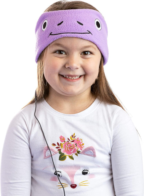 CozyPhones Over The Ear Headband Headphones - Kids Headphones Volume Limited with Thin Speakers & Super Soft Fleece Headband - Purple Frog......
