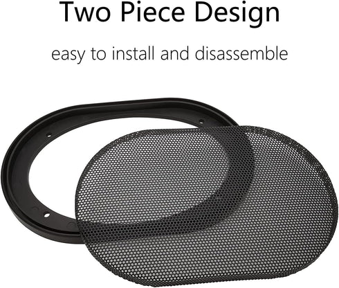4" x 6" Speaker Grill Covers, Car Speaker Subwoofer Guard Protector, ABS Plastic Frame with Metal Mesh, Black - 2Pcs...