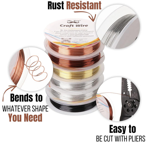 Mr. Pen's Beading Wire for Crafting 24 Gauge, 6 Rolls x 19.6 Feet Each...