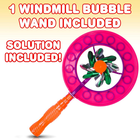 ArtCreativity Windmill Bubble Wand, 15.5 Inch Bubble Blower and Pinwheel Spinner for Kids with Solution in Handle, Outdoor Activity for Summer and...