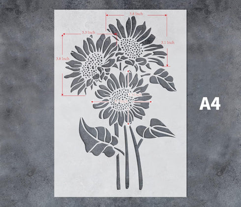 GSS Designs Sunflower Stencils 8.3x11.7Inch Flower Stencils for Painting on Wood Canvas Paper Fabric Floor Furniture Reusable Mylar Stencil for Cr...