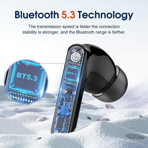 Wireless Earbuds, Bluetooth 5.3 Headphones Stereo Bass with Noise Cancelling Mic, 48Hrs Playtime in Ear Ear Buds with LED Power Display Charging C...
