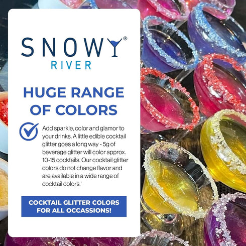 Snowy River Sapphire Edible Cocktail Glitter - All Natural Edible Beverage Glitter for Cocktails, Wine, Champagne & Soda, Perfect for Parties or D...
