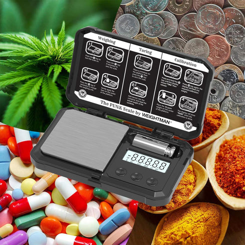 WEIGHTMAN Gram Scale, 200/0.01g Black Scale, Scales Digital Weight Grams with 50G Calibration Weight, Digital Pocket Scale Gram and OZ, Small Digi...