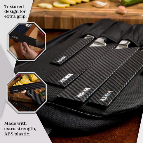 Asaya Professional Knife Edge Guards -Universal Blade Covers - Extra Strength, ABS Plastic and BPA-Free Felt Lining, non-Toxic and Food Safe - Kni...