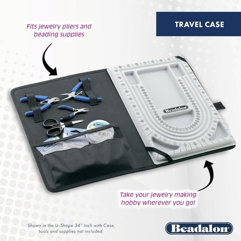 Beadalon 34" Bead Board with Case – Flocked, Anti-Roll Bead Tray with Cover – Ideal Jewelry Design Tool for Crafters, DIYers, Bracelet Making – Me...