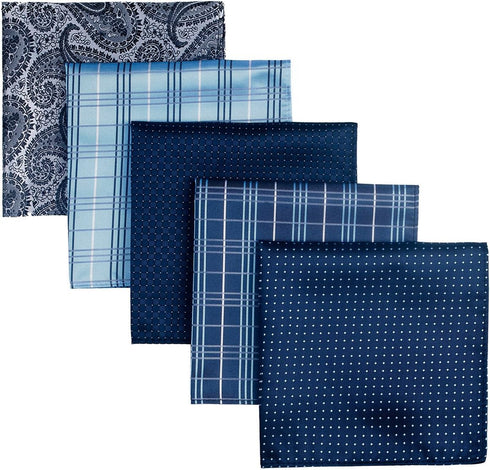 Retreez 5 Piece Assorted Woven Microfiber Premium Pocket Square Gift Box Set - Set 001...