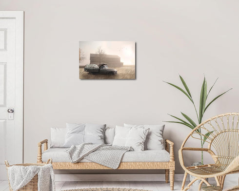 KVTM Barn & Truck Wall Art, 12x18 inches, Farmhouse Canvas Print, Modern Country Painting for Bedroom...