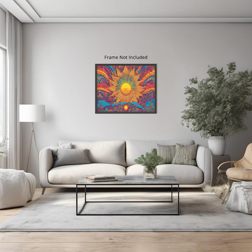 Posterizer 1 pcs- psychedelic funky hippie colorful sun 2-Fantasy & Fiction Art-Retro Art- Living Room Bedroom Decor- unframed wall art...