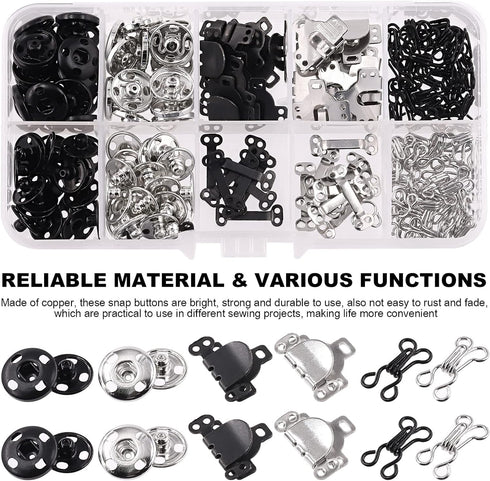 100 Pairs Skirt Hooks and Eyes Hook, Sewing Snaps Fasteners Press Studs Clothing Fixing Tools for Skirt, Bra, Trousers, Clothing, DIY Sewing Suppl...