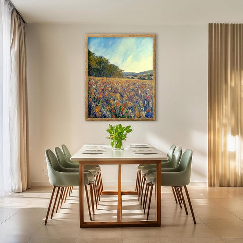 Posterizer 1 pcs-oil painting style-vibrant field with flowers-classics inspired 3-Landscape & Nature Art-Vintage Art-Gift for Art Lovers- unframe...