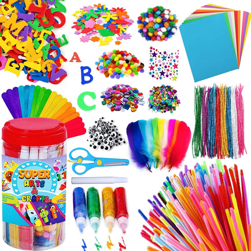 Goody King Arts and Crafts Supplies for Kids - Craft Art Supply Jar Kit for Student Age 4 5 6 7 8 9 10 Year Old Crafting Activity - Collage Arts S...