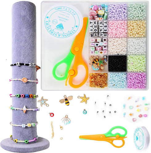 FmyZwh Rice Beads for Jewelry Making Kit 10 Color ?About 6000pcs? Letter Beads Shell ?About 100pcs? DIY Bracelet OrnamentsStarfish Pendant Handmad...