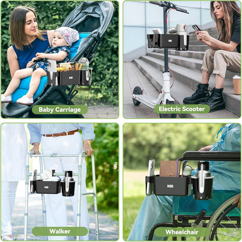 KDD Stroller Cup Holder with Snack Tray, 3-in-1 Universal Stroller Tray with Phone Holder, Removable Drink Holder, 360 Rotation Tray Attachment fo...