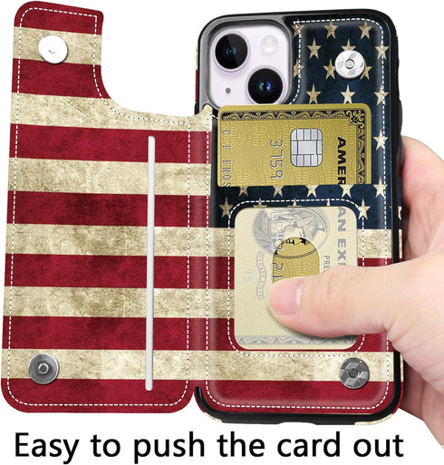 iPhone 13 Case, iPhone 14 Card Holder Case, Slim and Lightweight Premium Leather Phone Wallet with Card Slots Shockproof Folio Flip Protective She...