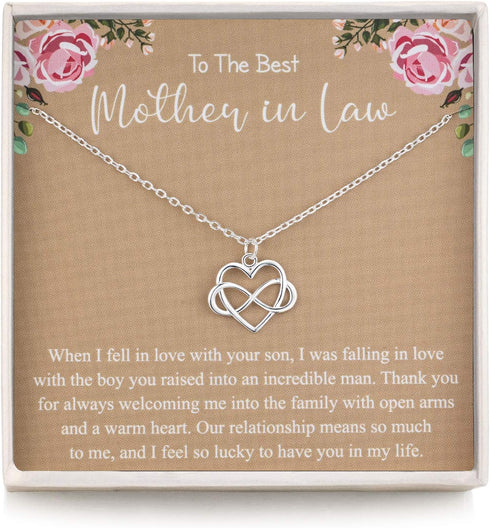 RareLove Mother in Law Gifts from Daughter in Law,Mom Gift from Daughter,Mother of the Groom Necklace,925 Sterling Silver Tiny Infinity Heart Neck...