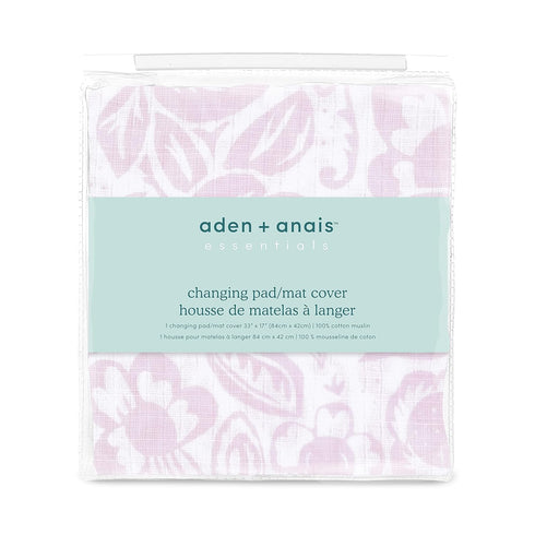 aden + anais Essentials Changing Pad Cover, 100% Cotton Muslin, Super Soft & Breathable, Tailored Snug Fit, Single, Damsel - Savoy...