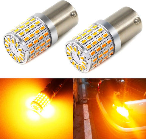 PHINLION Super Bright 3014 72-SMD BA15S 1156 1073 2396 7506 1156A Amber Yellow LED Light Bulbs for Turn Signal Blinker Lights...