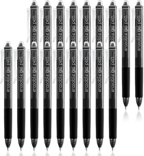 Vanstek 18 Black Retractable Erasable Gel Pens Clicker, Fine Point(0.7), Make Mistakes Disappear, Premium Comfort Grip, Black Ink for Planners, No...