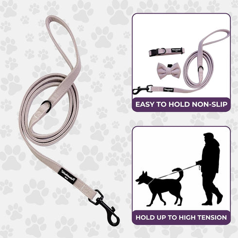 Dog Collar with Bow Tie and Tangle-Free Dog Leash Set, Adjustable Soft and Comfy, Perfect for Playful Pups (Extra Small, Pink) (Set of 3)...