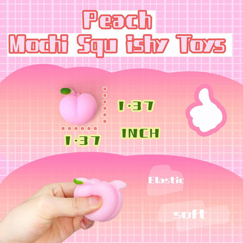 9 Pcs Peach Kawaii Squishies for Kids, Mini Peach Mochi Squishy Toys for Kids Party Favors, Fruit Stress Relief Mochi Squishy Ball, Sensory Fidget...