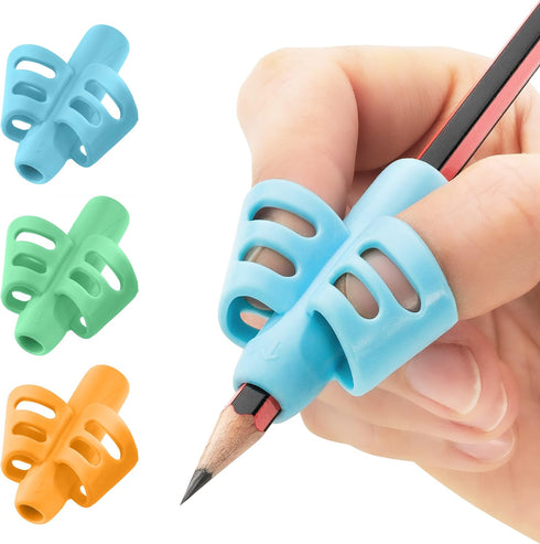 Stylo Pack of 3 Pencil Grips for Kids Handwriting Perfect Pencil Holders for Kids Home Schooling and Preschool Writing Tools for Kids Assorted Pen...