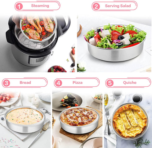 TeamFar 6 Inch Cake Pan, 2 PCS Stainless Steel Round Baking Pan with Parchment Paper & Side Liner Roll, Non-Toxic & Heavy Duty, Non-Stick & Heat-R...