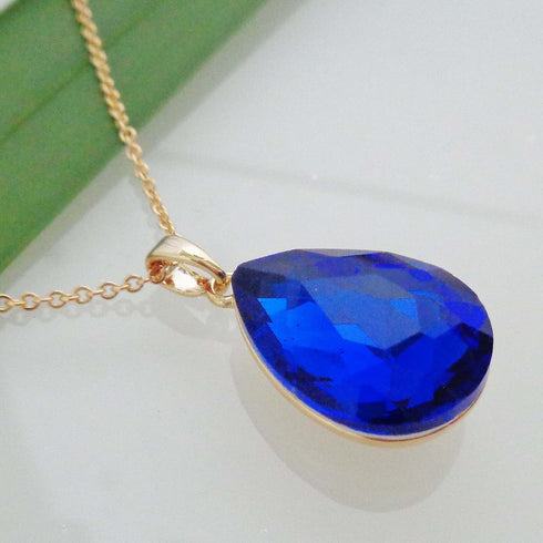 Navachi 18k Gold Plated Water Drop Pear-Shaped Zircon Pendant Necklace 16"+2"...