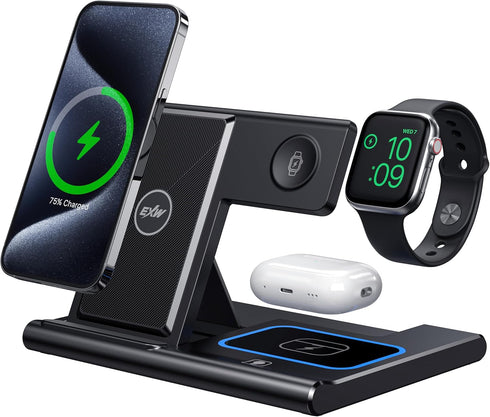 Wireless Charger, 3 in 1 Wireless Charging Station for Multiple Devices,Wireless Charging Stand for iPhone15 14 13 12 11 Series, airpod Pro 3 2 & ...