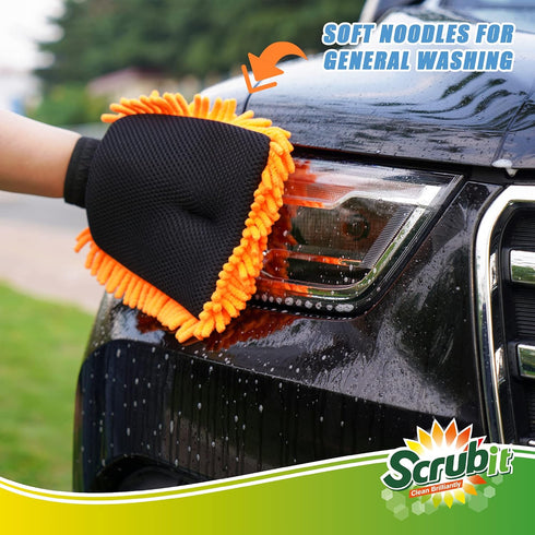 SCRUBIT 2 Pack Car Wash Mitt – Scratch-Free Car Sponges for Washing, Dual Sided Wash Mitts for Car Washing - Premium Car Washing Sponge for Cars, ...