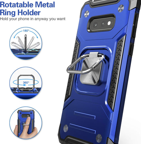 Galaxy S10E Case with Screen Protector, Galaxy S10E Cover, Shockproof Drop Test Case with Car Mount Kickstand Lightweight Protective Cover for Sam...