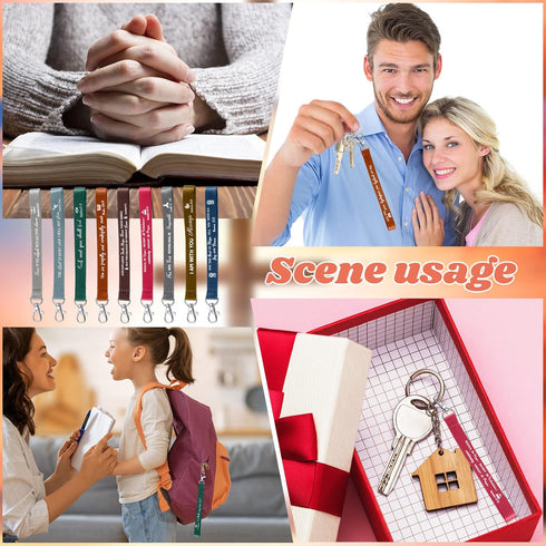 45 Pieces Christian Keychains Bulk Inspirational Bible Verse Key Chains Polyester Scripture Keyrings Religious Party Gifts (Dark, Classic)...