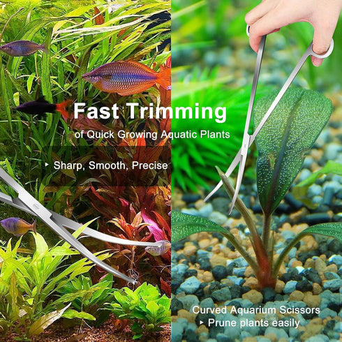 4Pcs Aquascaping Tools Kit, Jeimier Aquascape Tools Long and Strong Planted Aquarium Tweezers, Scissors, Aquarium Algae Scraper, Aquarium Plant To...